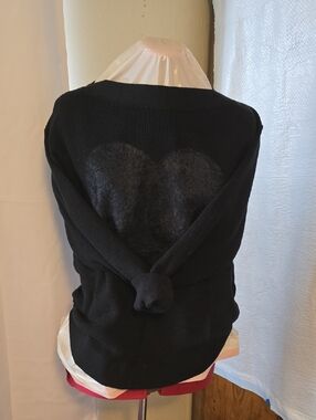 LuLaRoe Black Crewneck Sweater with Heart Back Detail